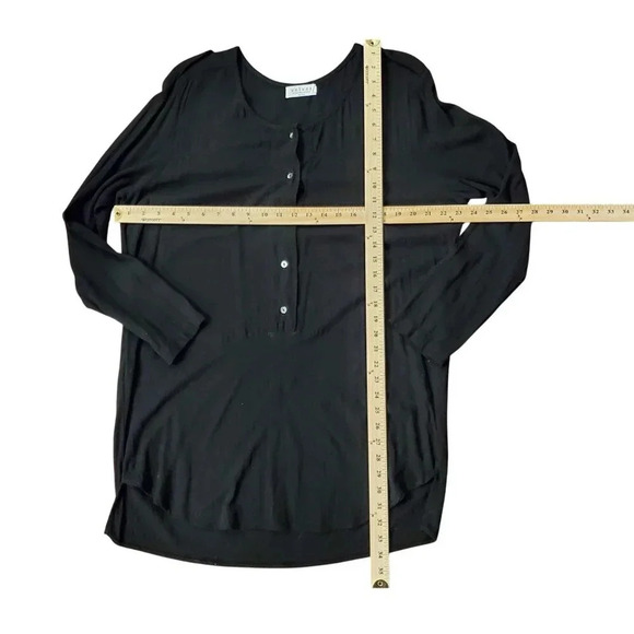 Velvet Black Button Front Hi Low Flowy Tunic Top Mini Dress L - Picture 12 of 16